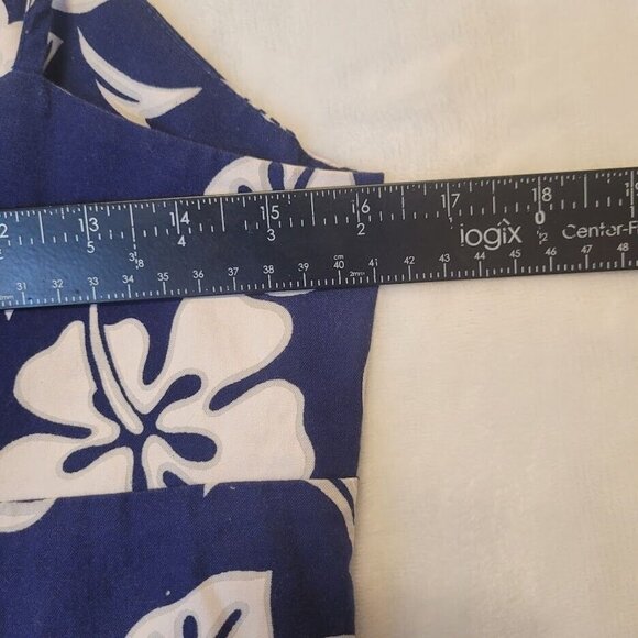 Shannon Marie Blue White Hawaiian Hibiscus Floral Spaghetti Strap Dress Size XL - Picture 6 of 8